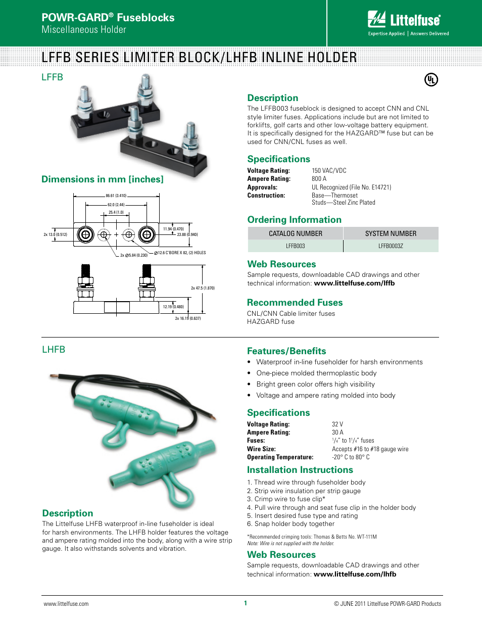 Littelfuse LHFB Series User Manual | 1 page