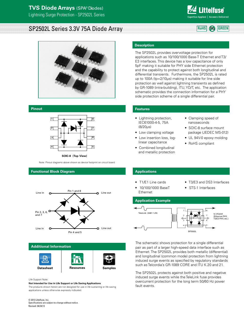 Littelfuse SP2502L Series User Manual | 5 pages