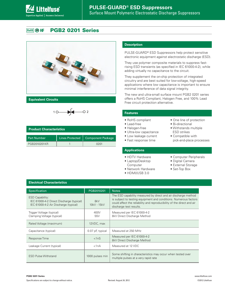 Littelfuse PGB2 0201 Series User Manual | 4 pages