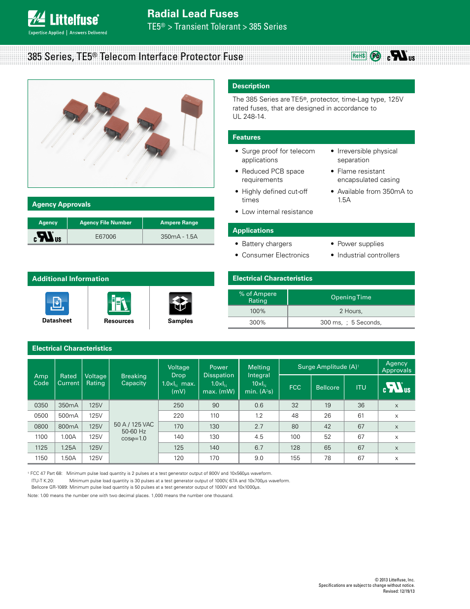 Littelfuse 385 Series User Manual | 3 pages