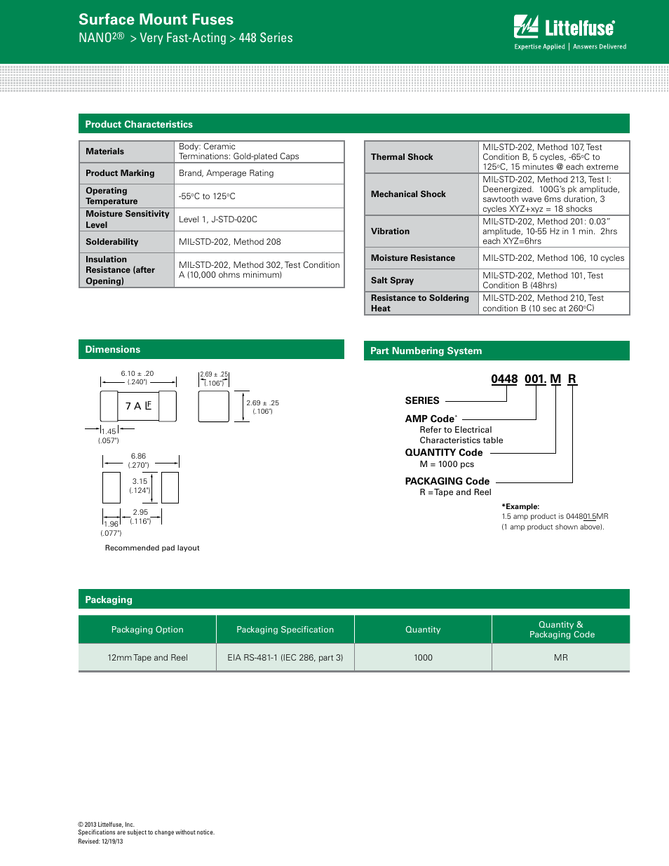 Surface mount fuses, Nano, Very fast-acting > 448 series | Littelfuse 448 Series User Manual | Page 4 / 4