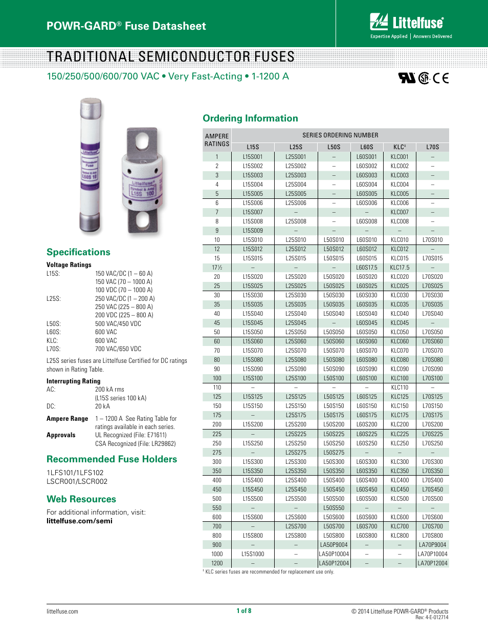 Littelfuse KLC Series User Manual | 8 pages