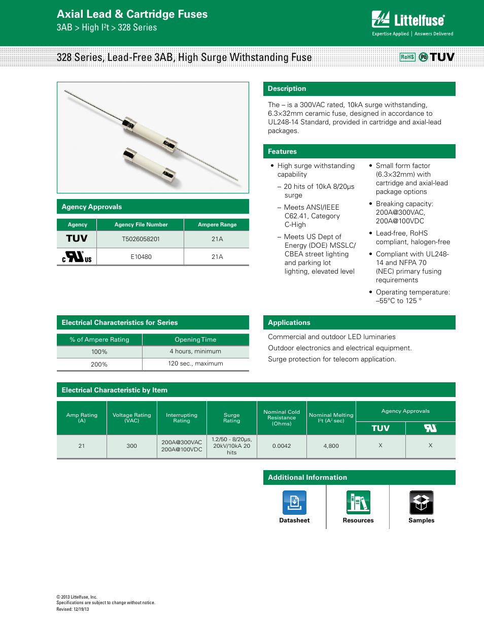 Littelfuse 328 Series User Manual | 3 pages