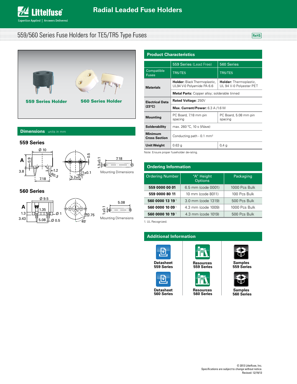 Littelfuse 560 Series User Manual | 1 page