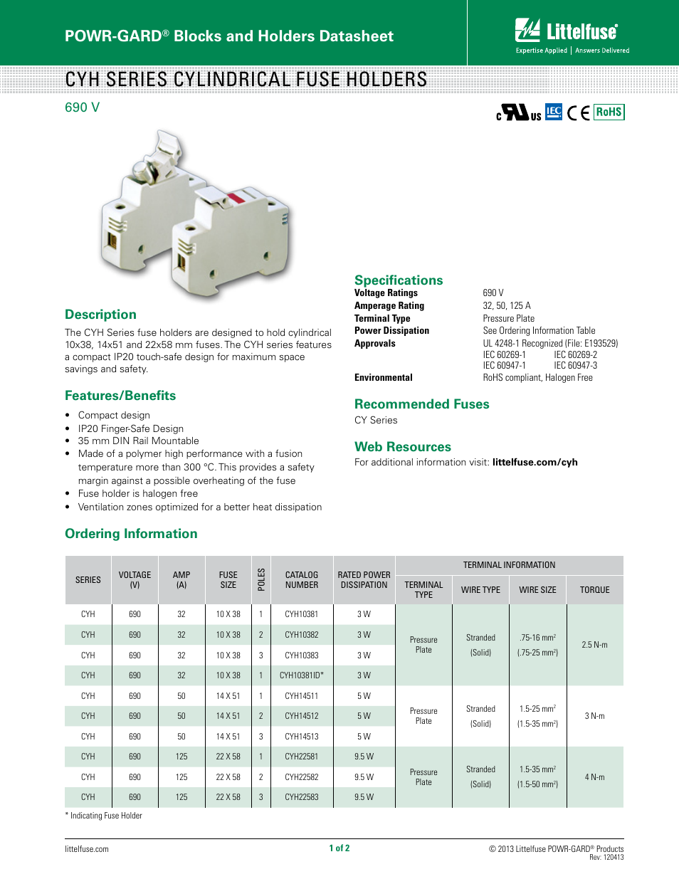 Littelfuse CYH Series User Manual | 2 pages
