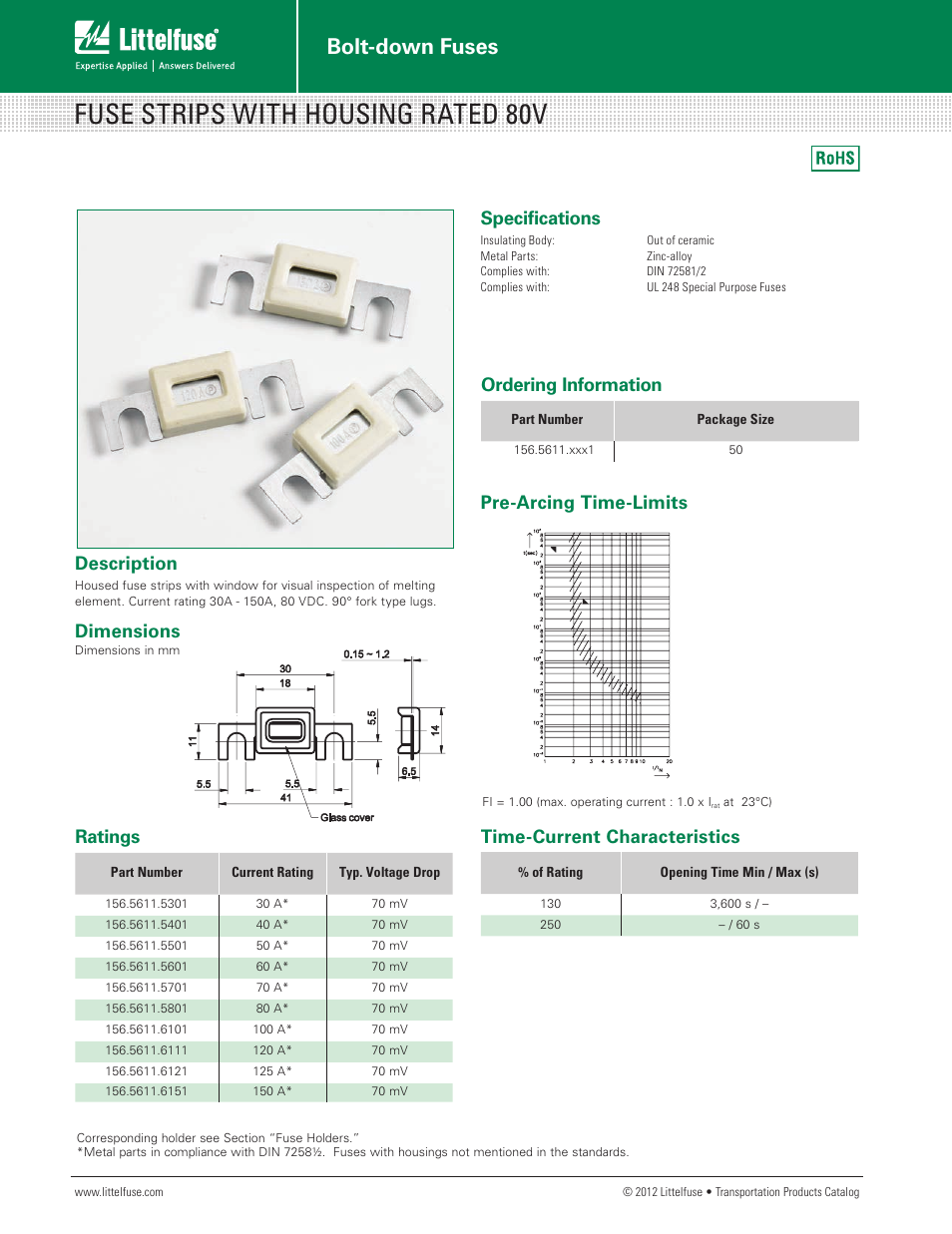 Littelfuse Fuse Strips with Housing Series User Manual | 1 page