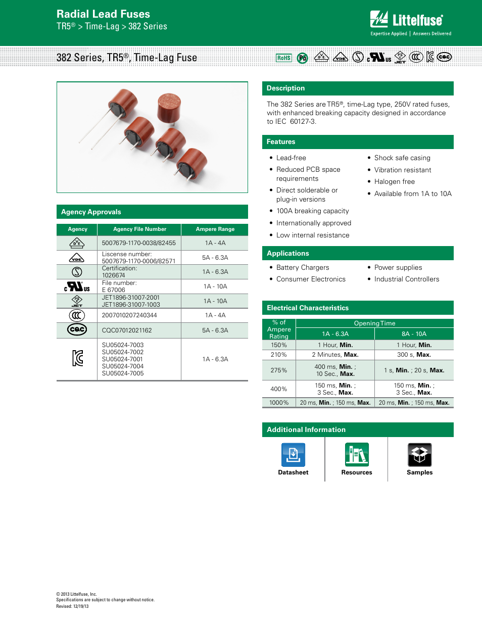 Littelfuse 382 Series User Manual | 3 pages