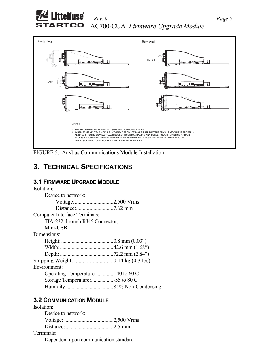 Ac700-cua, Ac700-cua firmware upgrade module | Littelfuse AC700 Series User Manual | Page 7 / 8