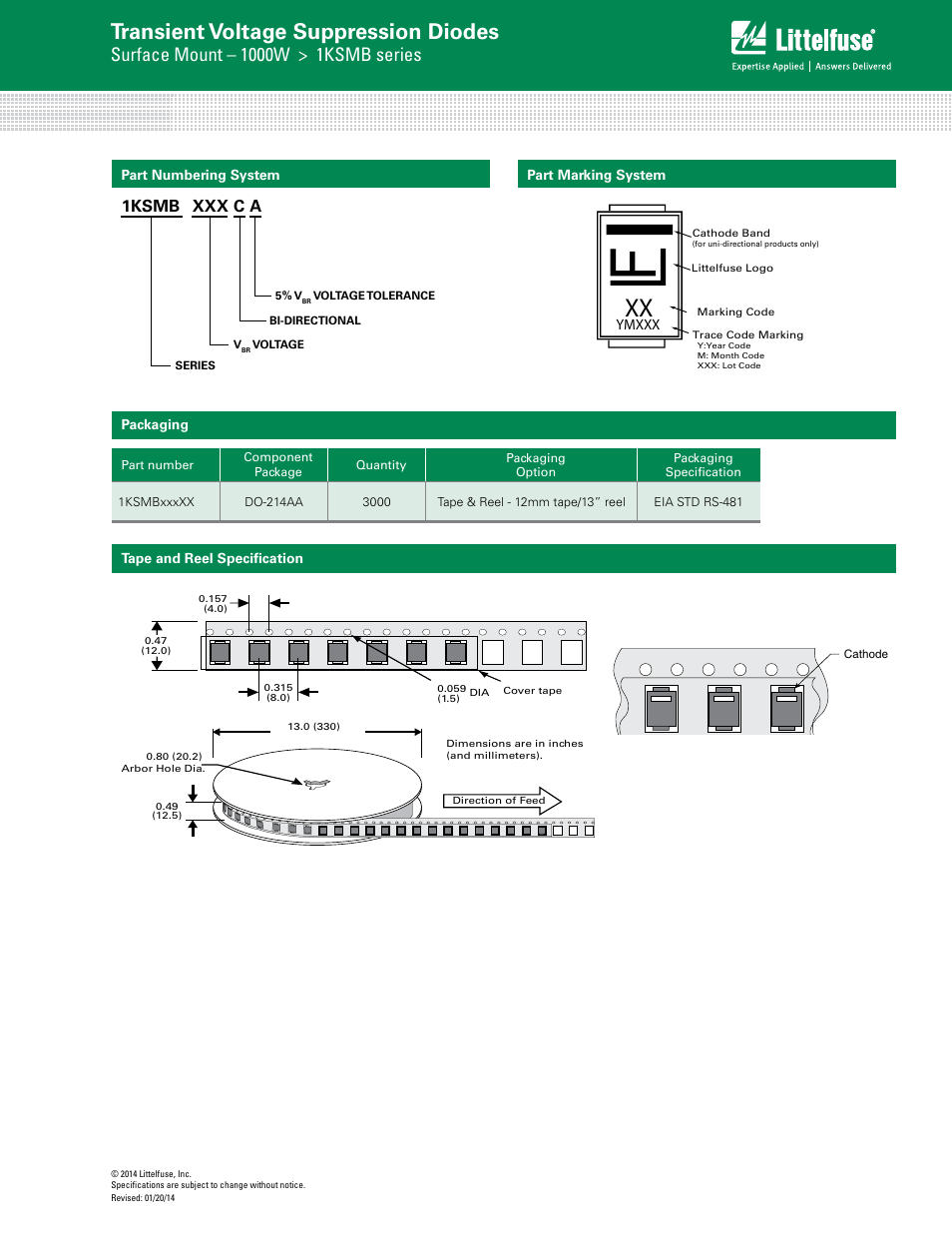 Transient voltage suppression diodes, 1ksmb xxx c a | Littelfuse 1KSMB Series User Manual | Page 6 / 6