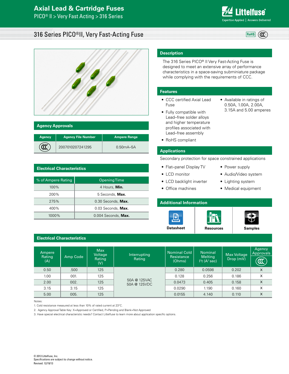 Littelfuse 316 Series User Manual | 3 pages