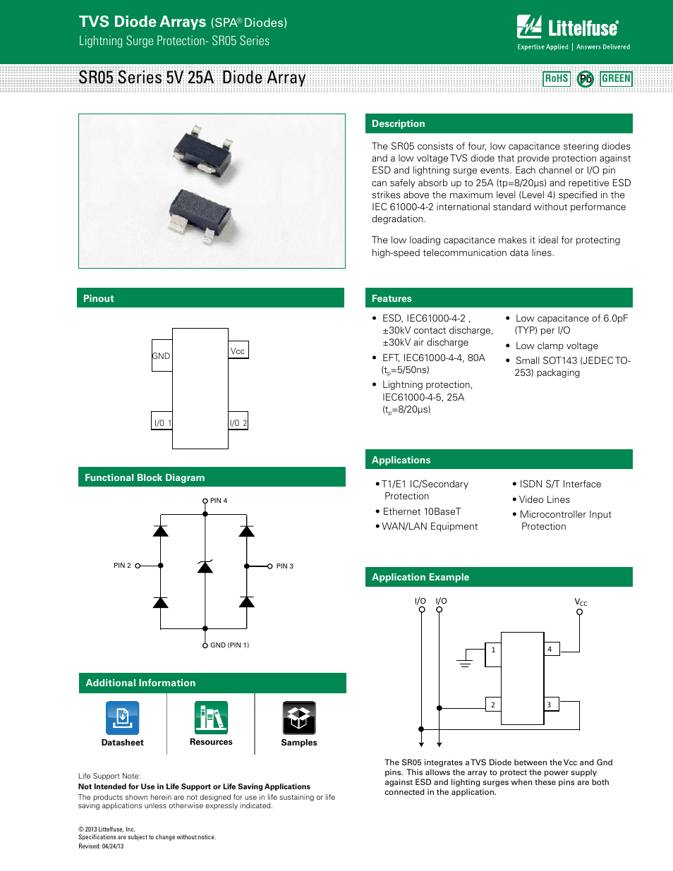 Littelfuse SR05 Series User Manual | 4 pages