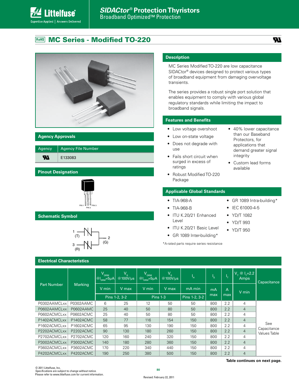 Littelfuse MC Series TO-220 User Manual | 5 pages