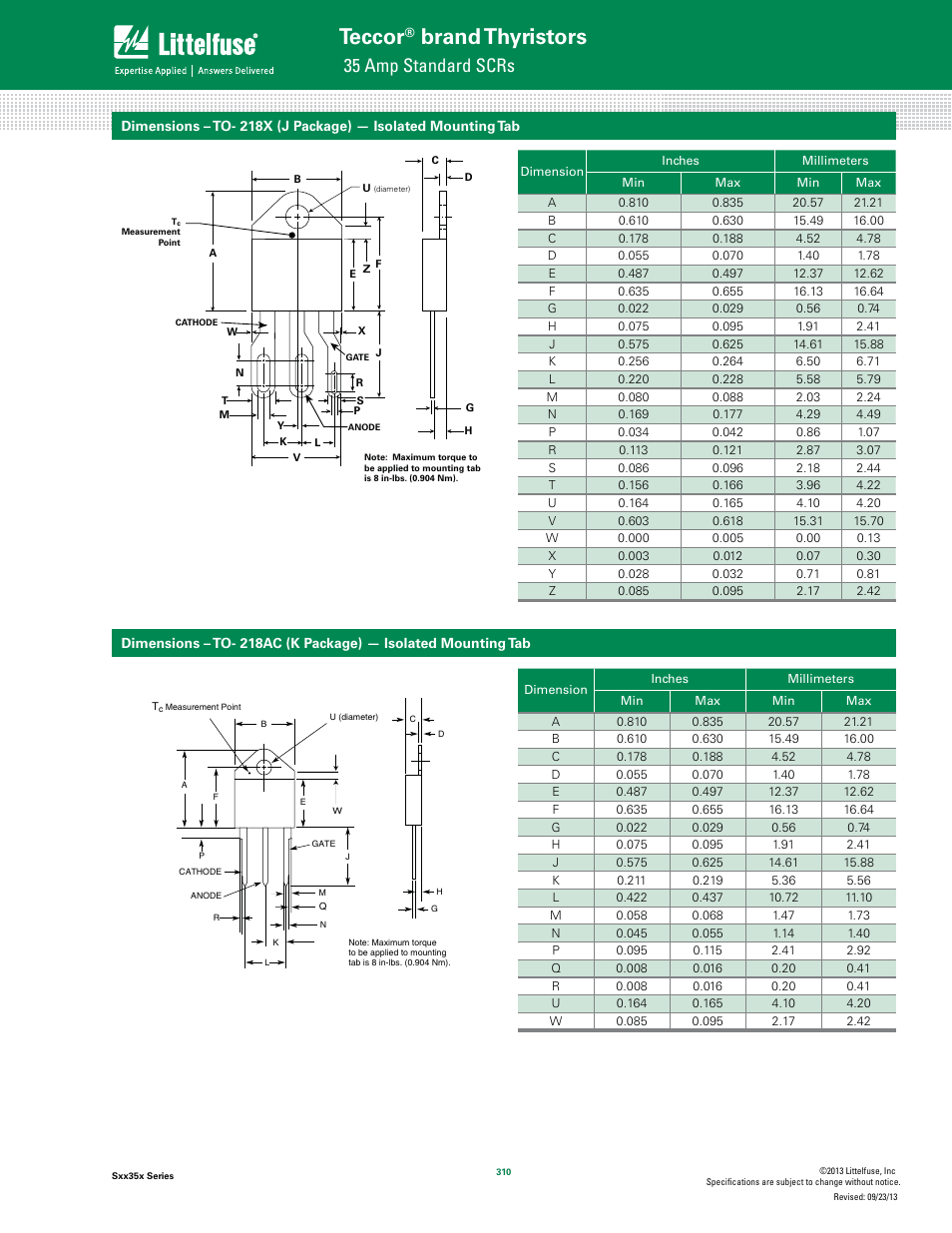 Teccor, Brand thyristors, 35 amp standard scrs | Littelfuse Sxx35x Series User Manual | Page 6 / 7