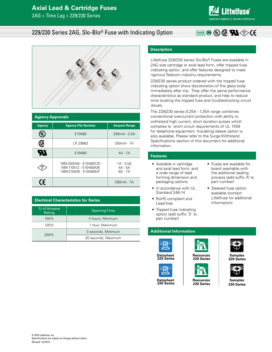 Littelfuse 229 Series User Manual | 4 pages