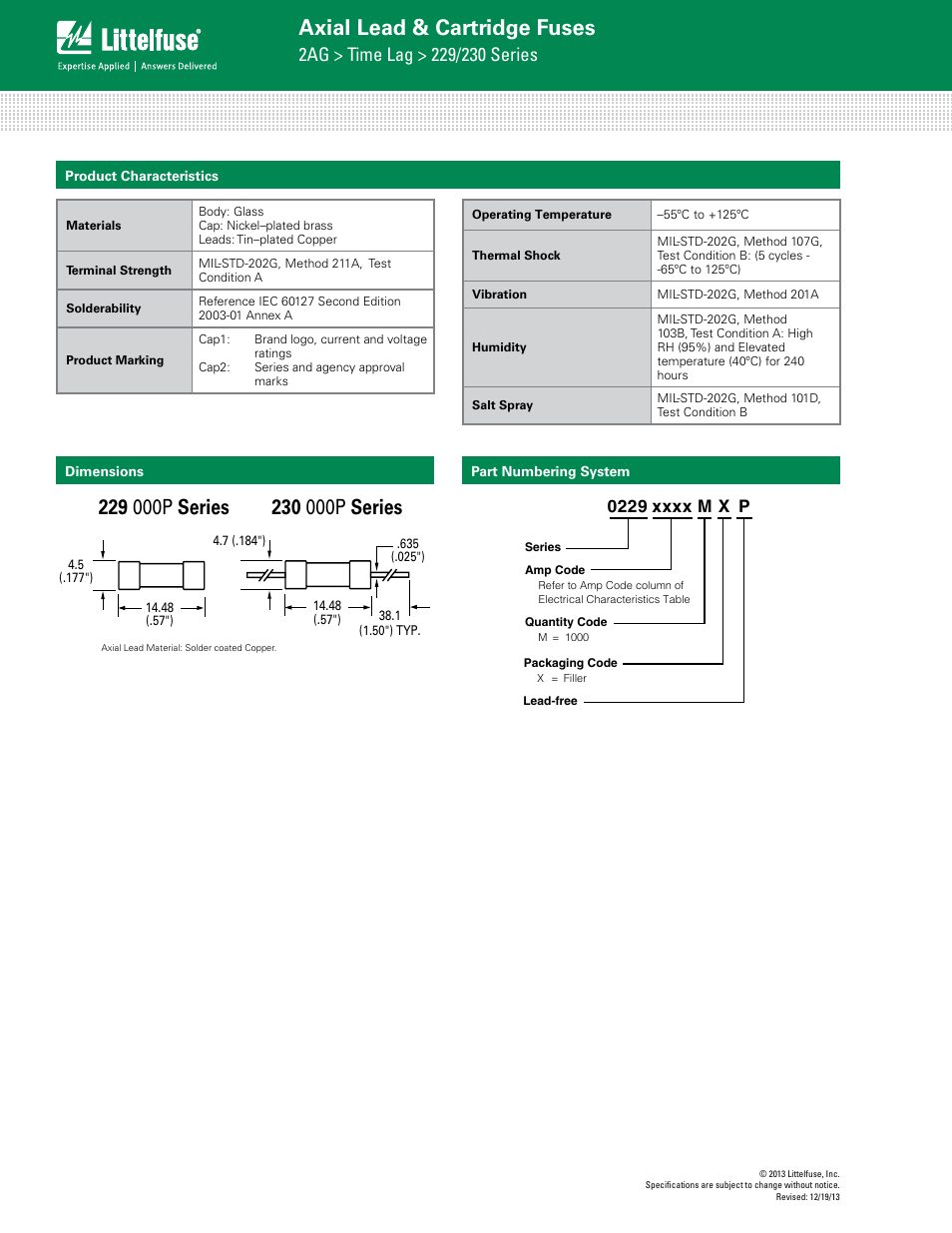 Axial lead & cartridge fuses | Littelfuse 229 Series User Manual | Page 4 / 4