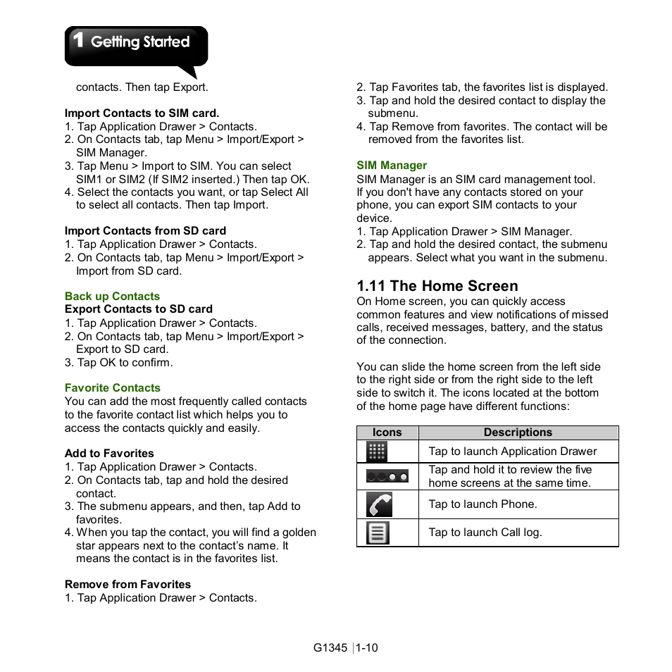 11 the home screen | GIGABYTE GSmart G1345 User Manual | Page 18 / 59