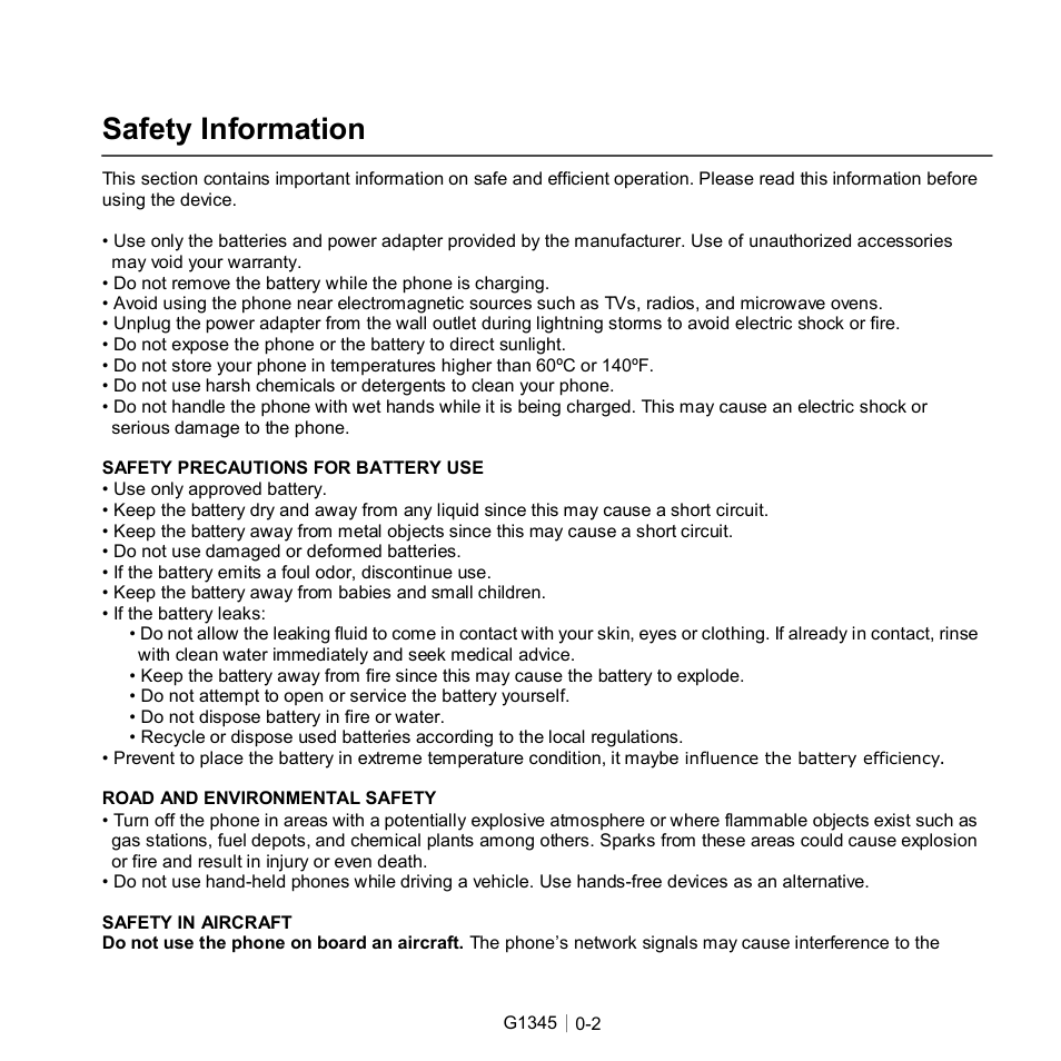 Safety information | GIGABYTE GSmart G1345 User Manual | Page 3 / 59