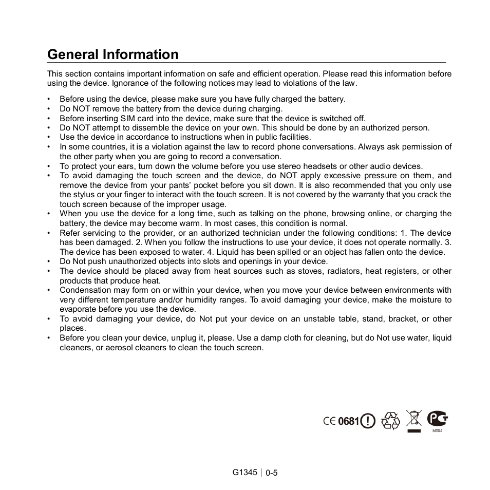 General information | GIGABYTE GSmart G1345 User Manual | Page 6 / 59