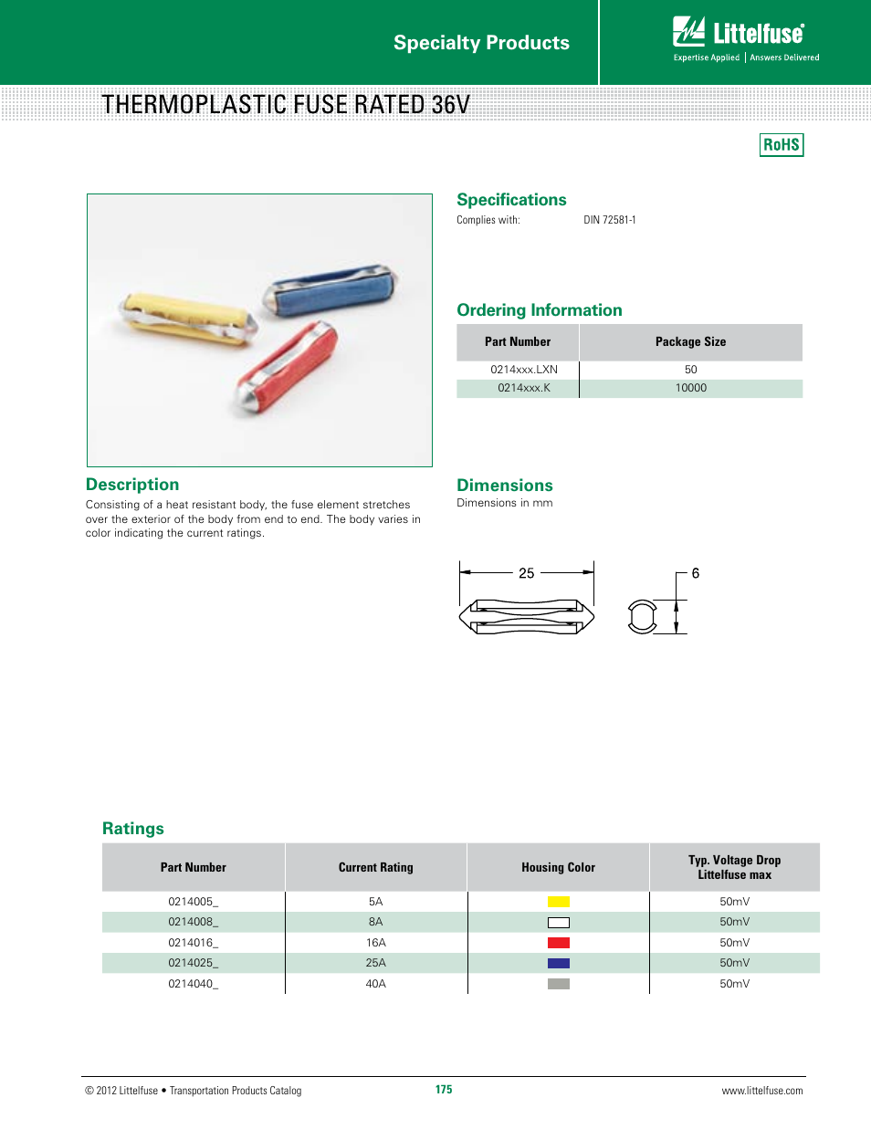 Littelfuse 214 Series User Manual | 1 page