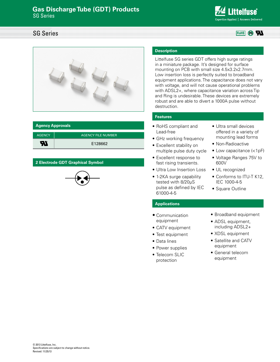 Littelfuse SG Series User Manual | 4 pages