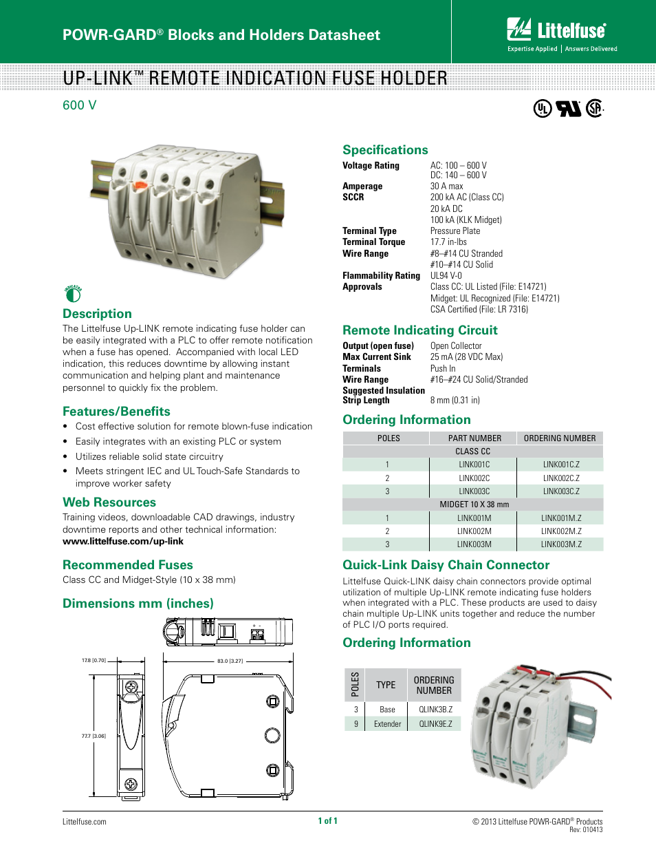 Littelfuse Up-LINK Series User Manual | 1 page