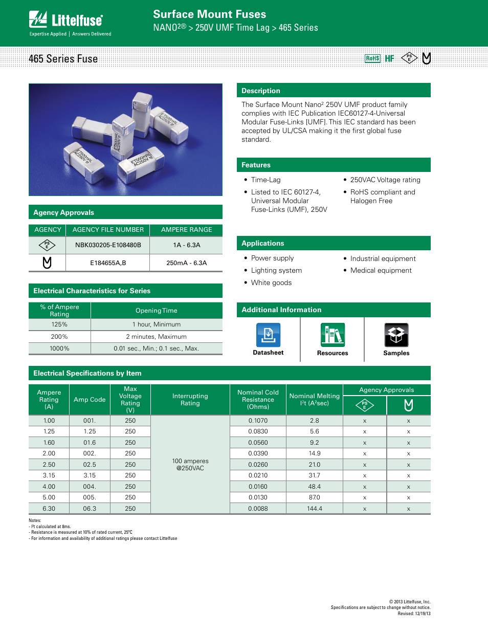 Littelfuse 465 Series User Manual | 3 pages