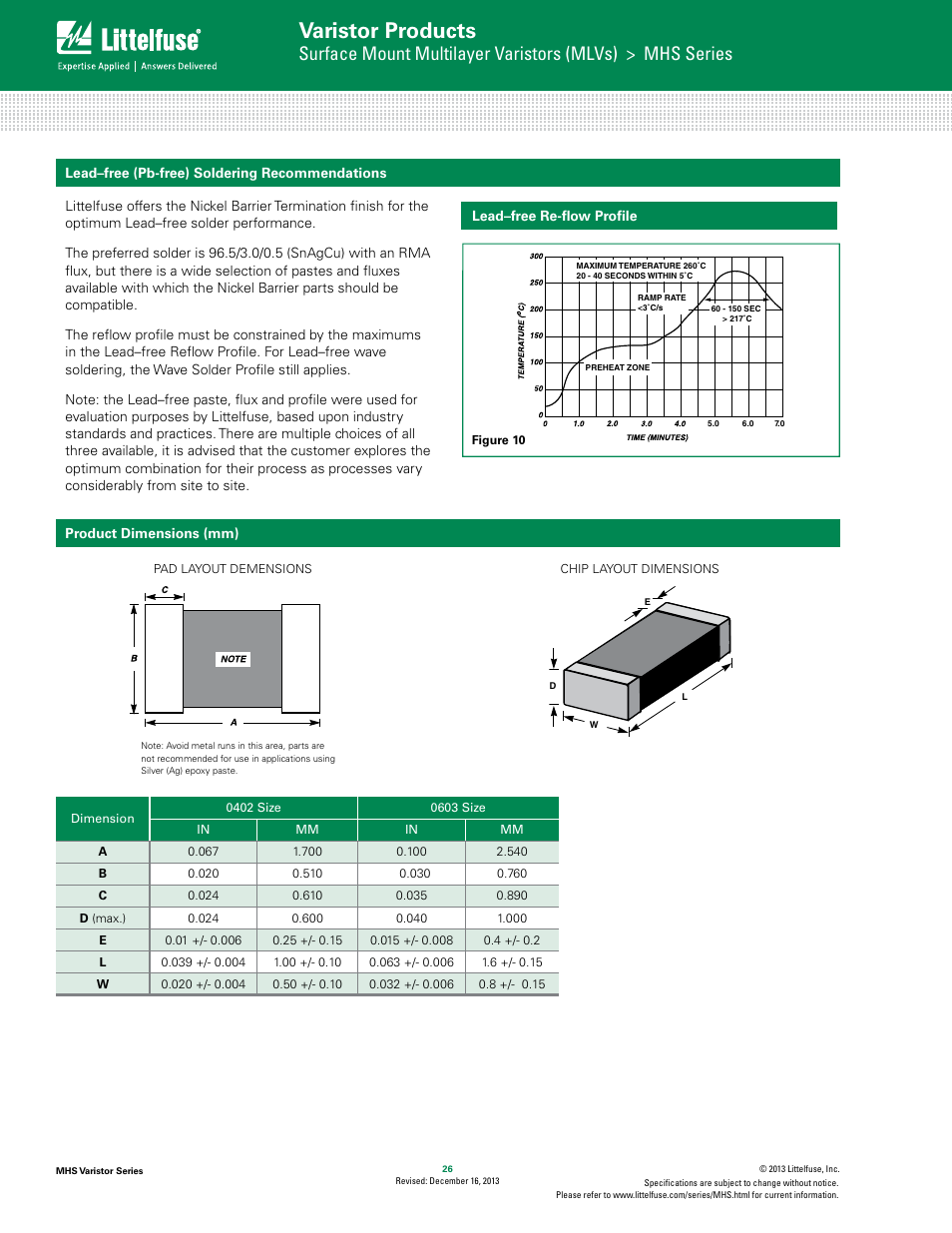 Varistor products | Littelfuse MHS Varistor Series User Manual | Page 4 / 5