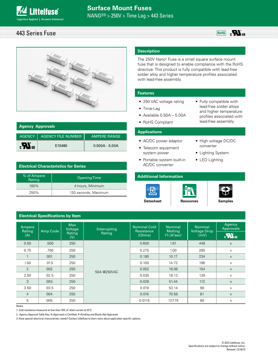Littelfuse 443 Series User Manual | 3 pages