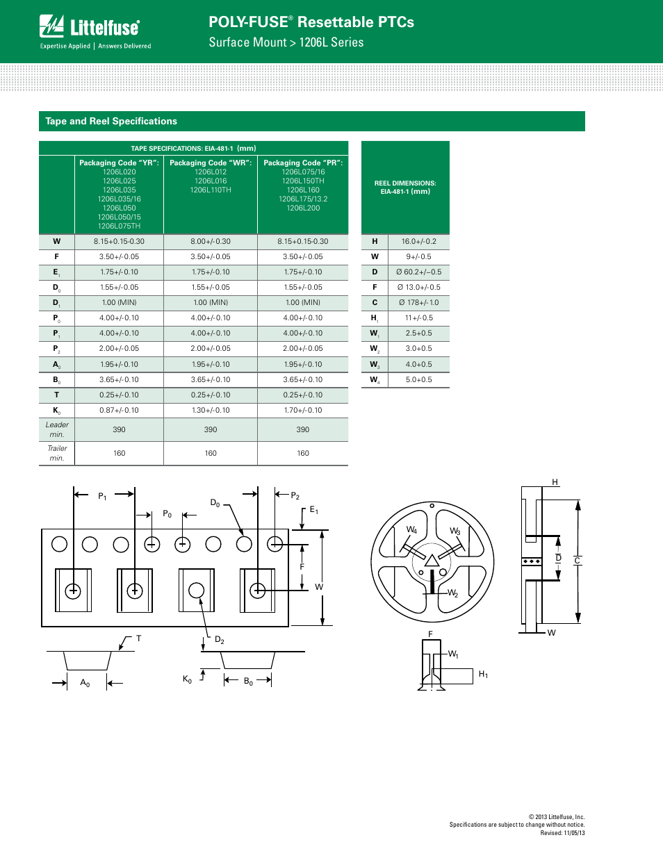 Poly-fuse, Resettable ptcs, Surface mount > 1206l series | Tape and reel specifications | Littelfuse 1206L Series User Manual | Page 6 / 6