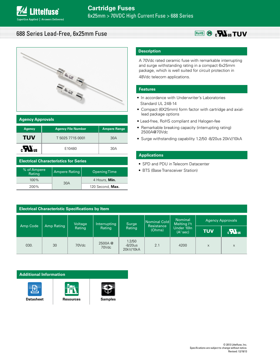 Littelfuse 688 Series User Manual | 3 pages