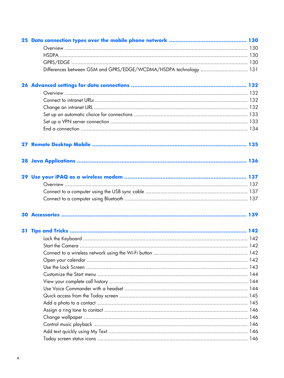 HP iPAQ Glisten User Manual | Page 10 / 185