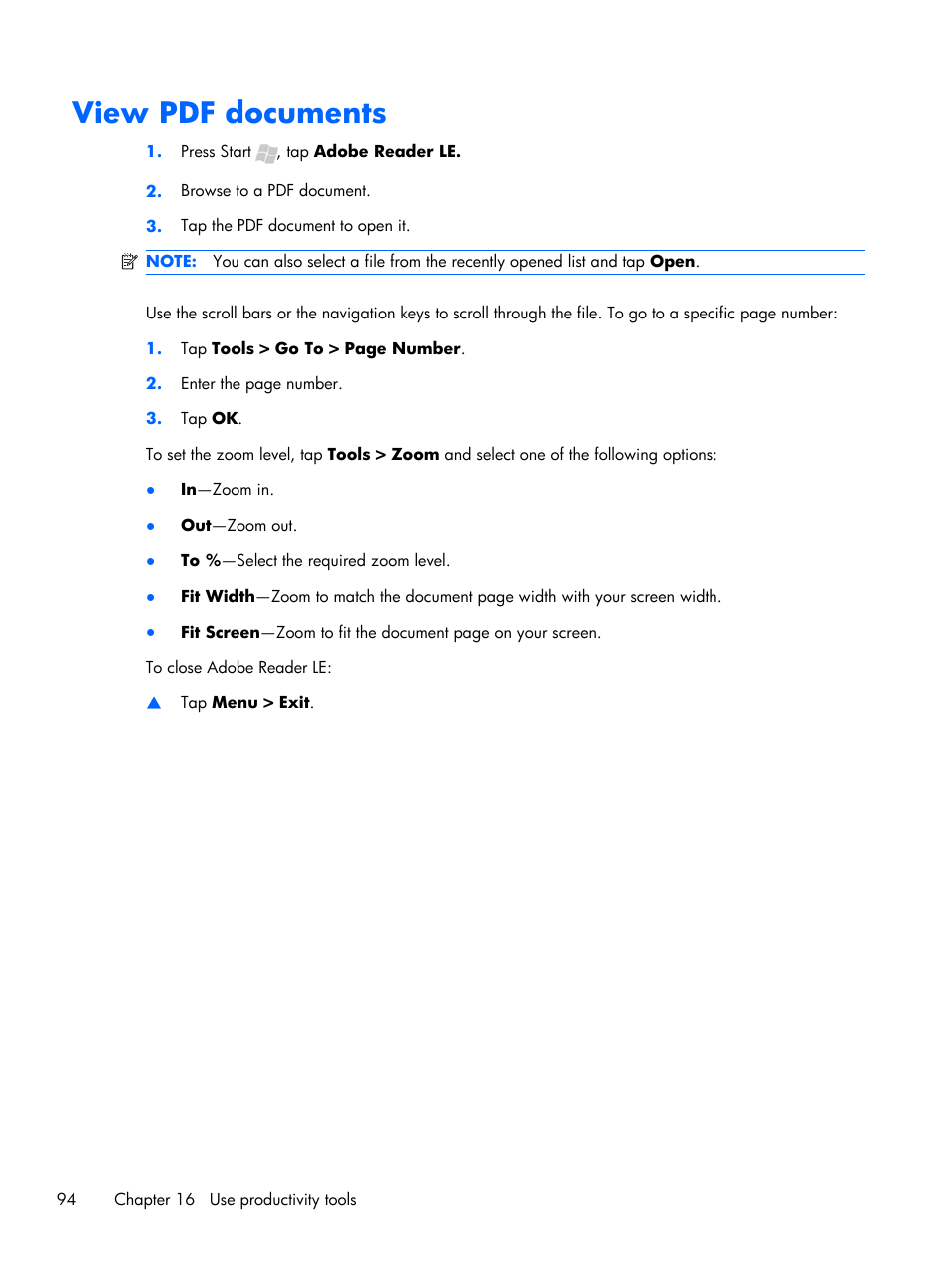 View pdf documents | HP iPAQ Glisten User Manual | Page 106 / 185