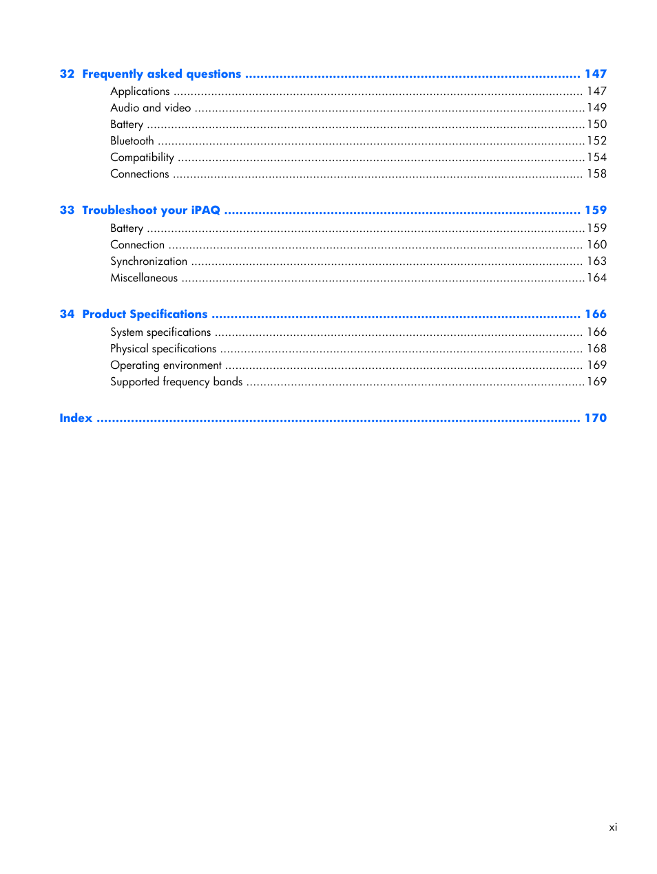 HP iPAQ Glisten User Manual | Page 11 / 185