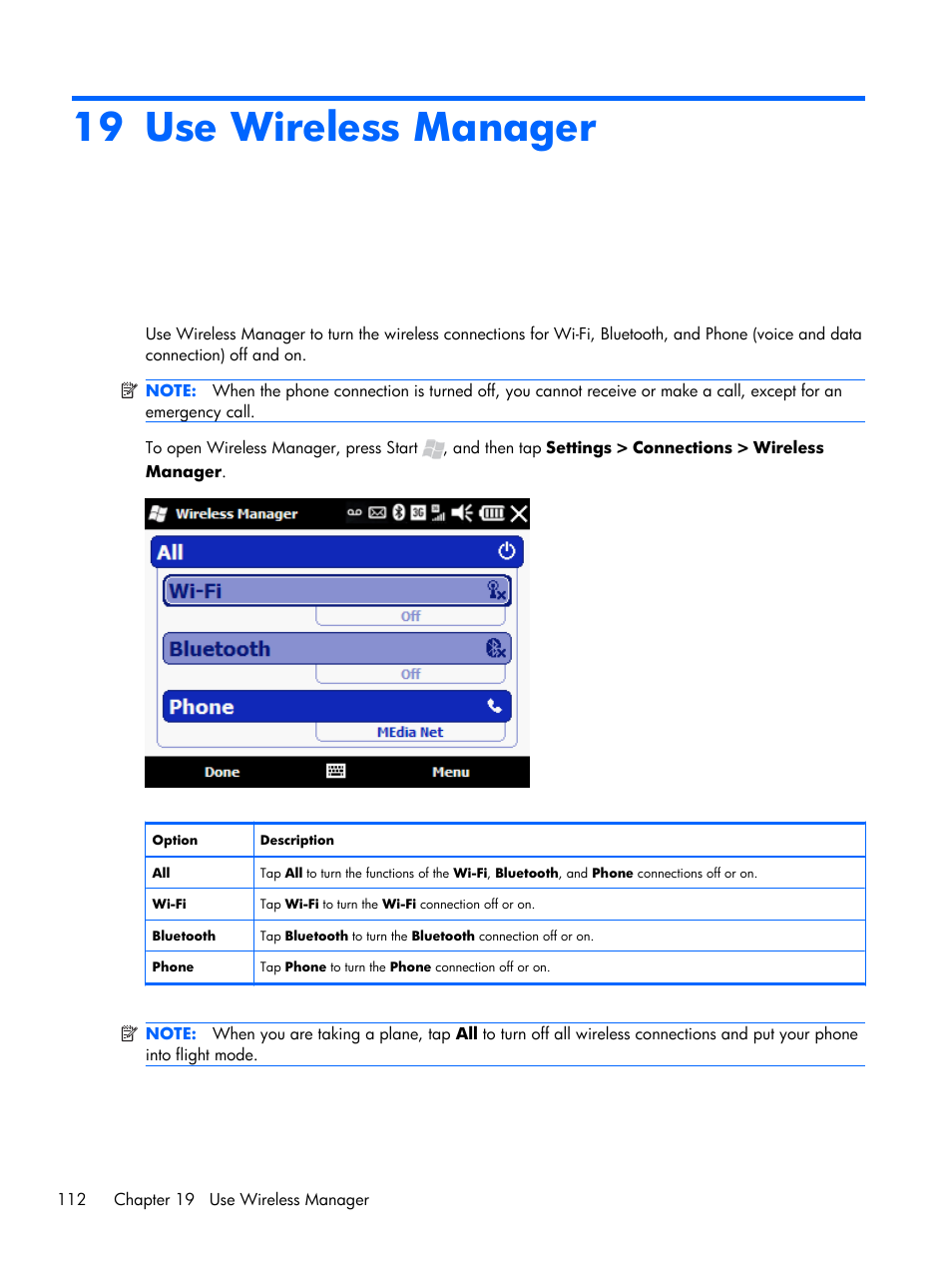 Use wireless manager, 19 use wireless manager, K printer. see | Oth printer. see, Use wireless | HP iPAQ Glisten User Manual | Page 124 / 185