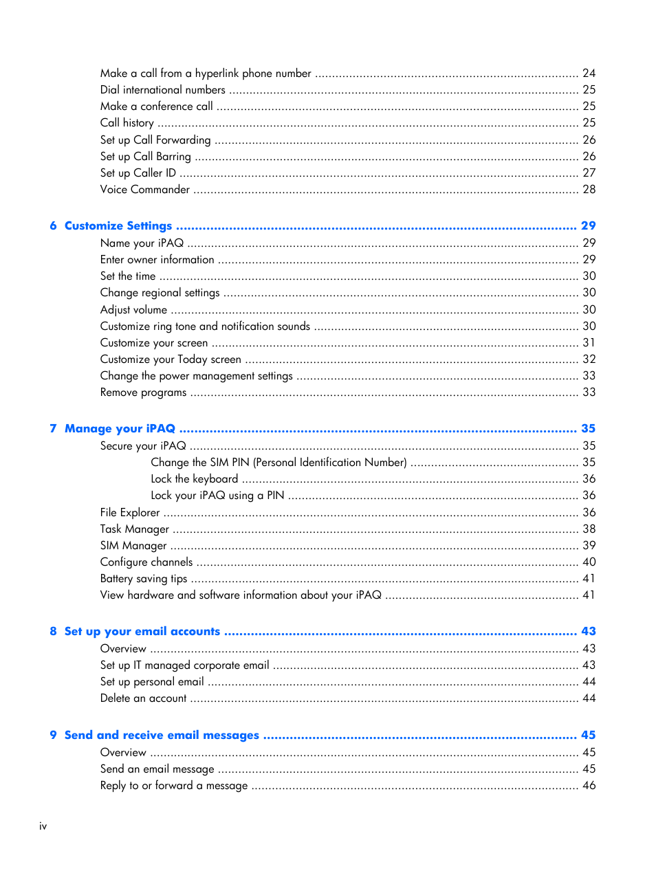 HP iPAQ Glisten User Manual | Page 4 / 185