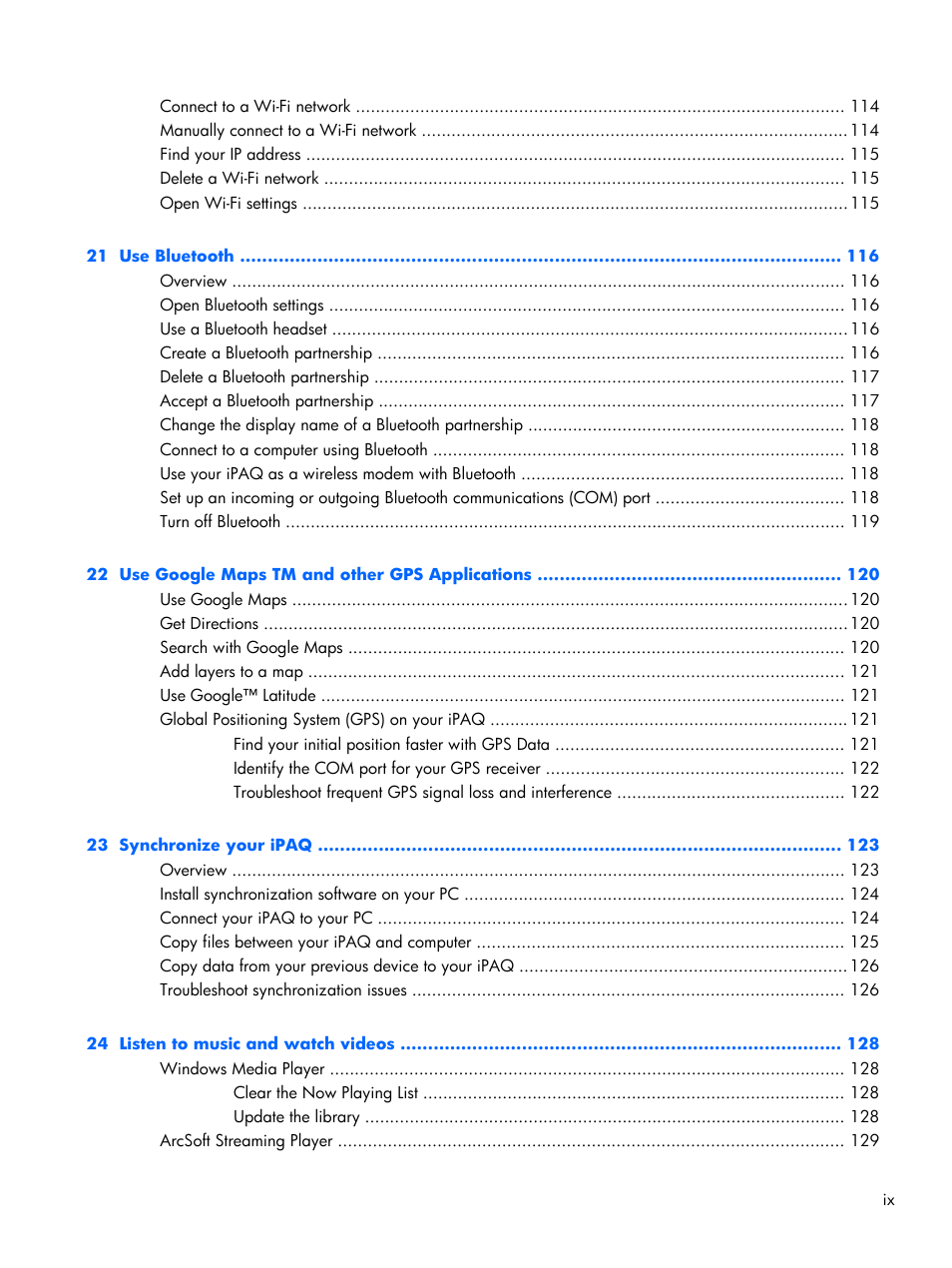 HP iPAQ Glisten User Manual | Page 9 / 185