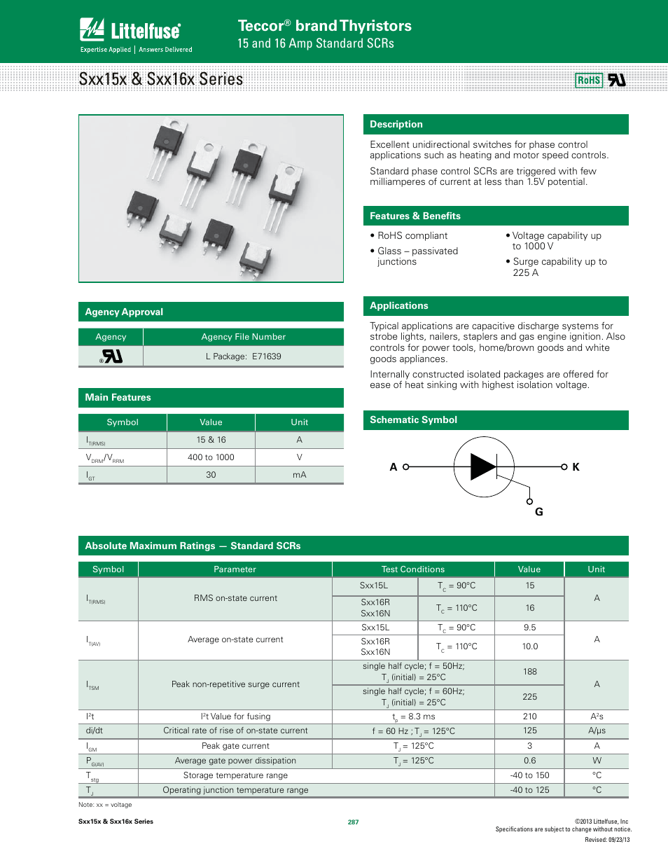 Littelfuse Sxx16x Series User Manual | 8 pages