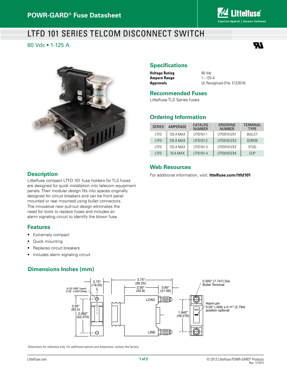 Littelfuse LTFD 6001 Series User Manual | 2 pages