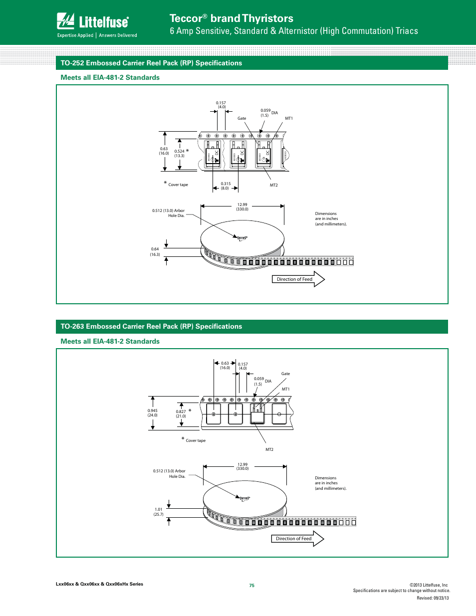 Teccor, Brand thyristors | Littelfuse Qxx06xHx Series User Manual | Page 13 / 14