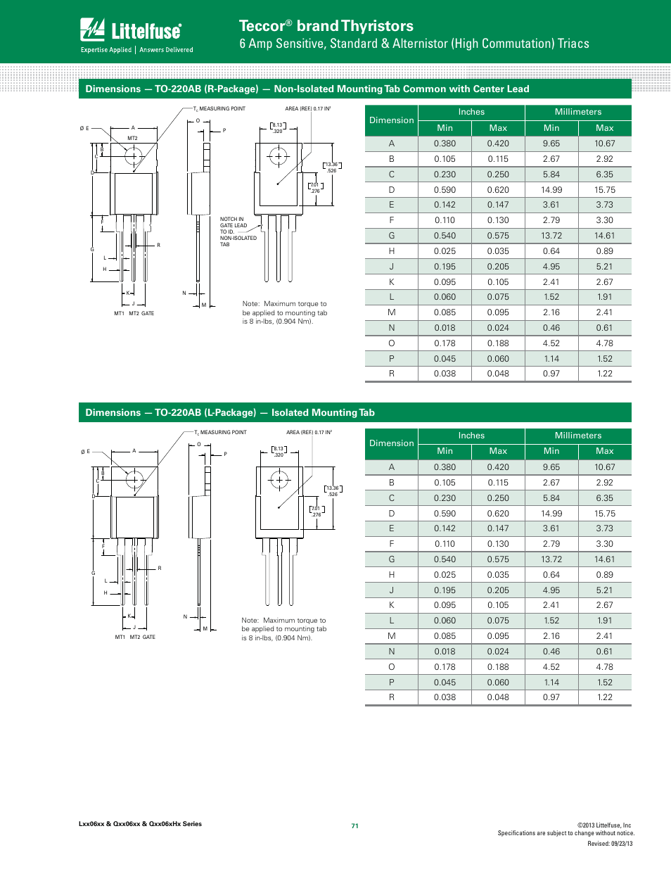 Teccor, Brand thyristors | Littelfuse Qxx06xHx Series User Manual | Page 9 / 14