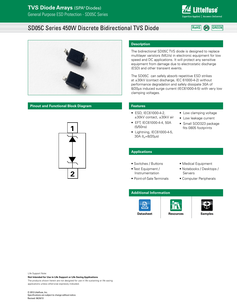 Littelfuse SD05C Series User Manual | 4 pages