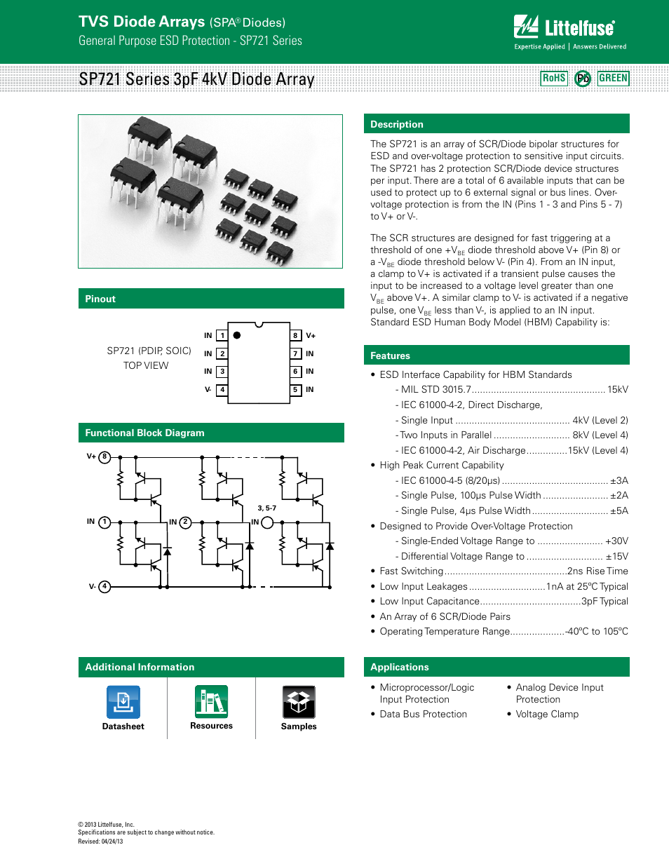 Littelfuse SP721 Lead-Free_Green Series User Manual | 6 pages