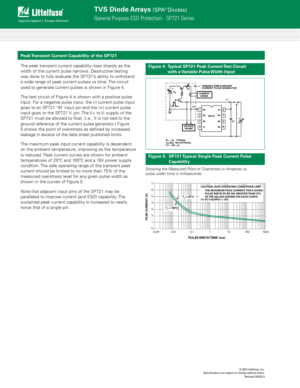 Tvs diode arrays, General purpose esd protection - sp721 series, Diodes) | Littelfuse SP721 Lead-Free_Green Series User Manual | Page 4 / 6