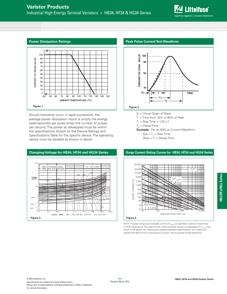 Varistor products, Hi–energy mo v’s | Littelfuse HG34 Varistor Series User Manual | Page 5 / 8