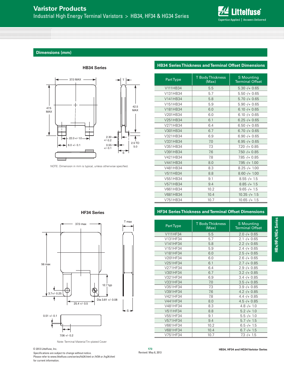 Varistor products | Littelfuse HG34 Varistor Series User Manual | Page 7 / 8