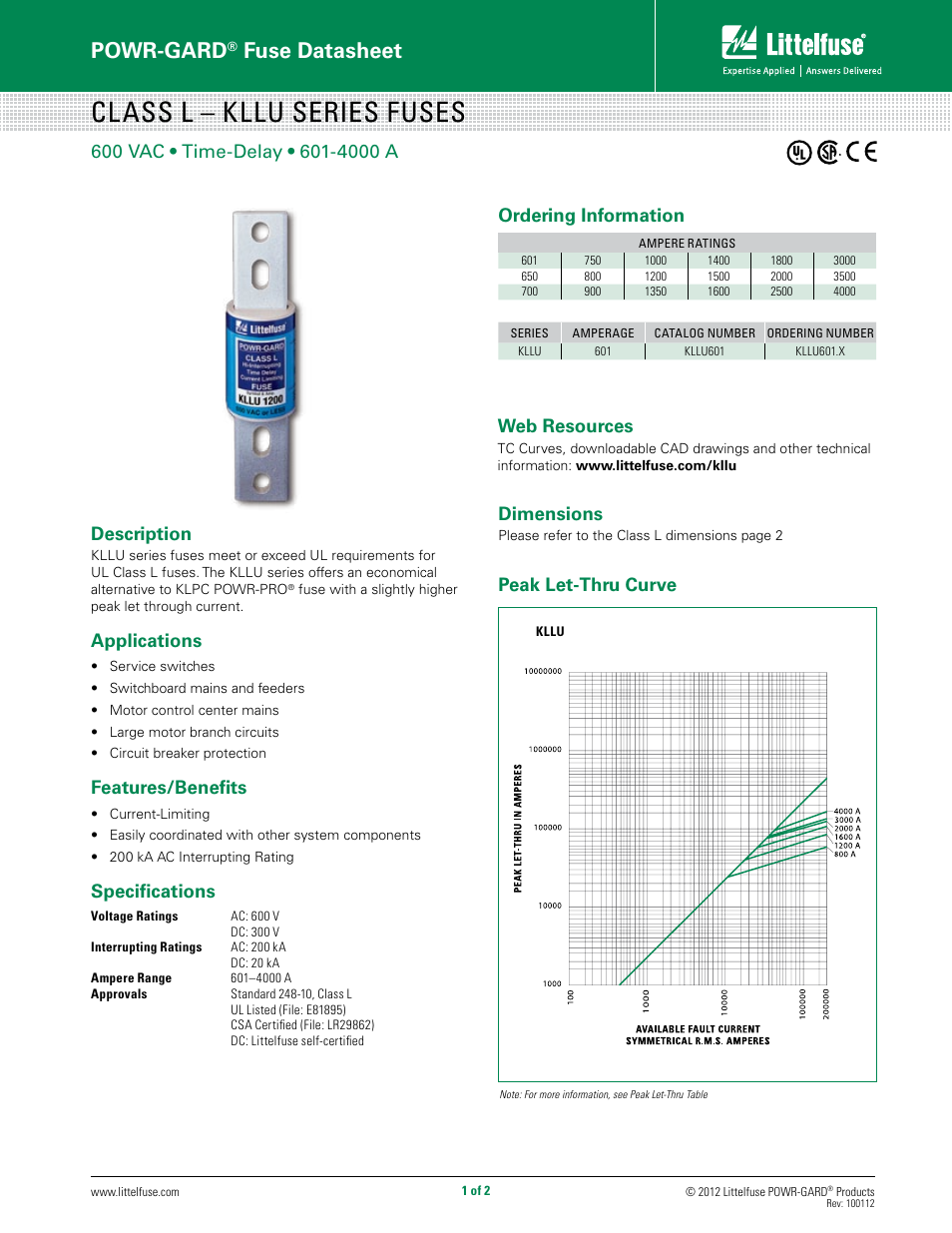 Littelfuse KLLU Series User Manual | 2 pages