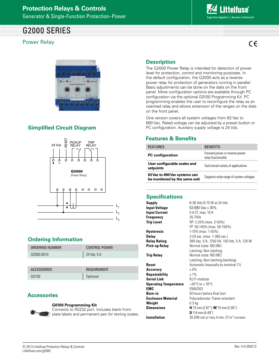 Littelfuse G2000 Series User Manual | 1 page