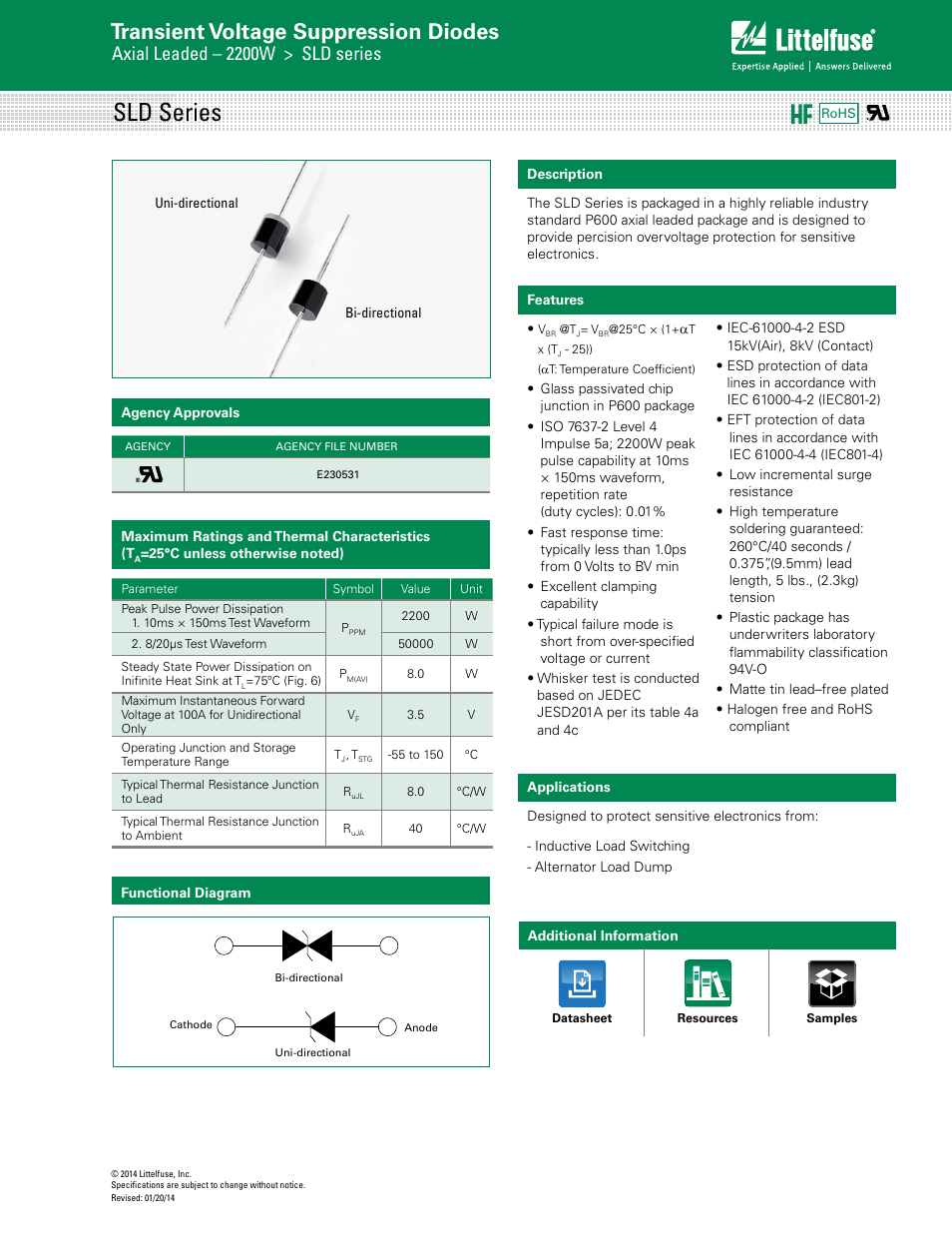 Littelfuse SLD Series User Manual | 5 pages