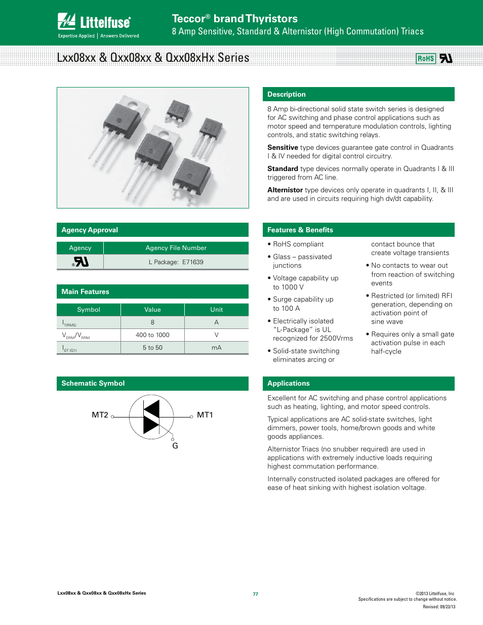 Littelfuse Qxx08xHx Series User Manual | 14 pages