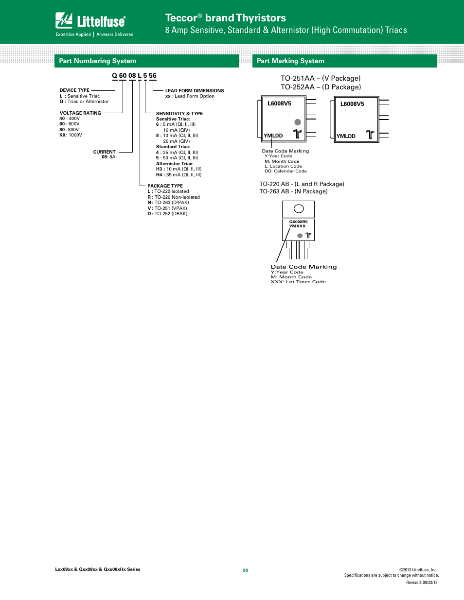 Teccor, Brand thyristors | Littelfuse Qxx08xHx Series User Manual | Page 14 / 14